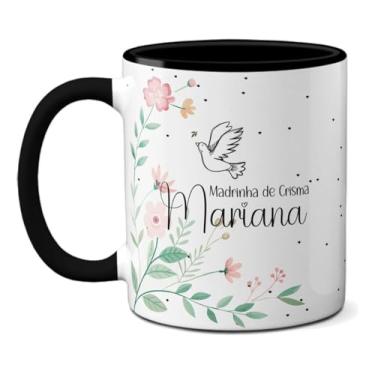 Imagem de Caneca Convite Madrinha de Crisma Personalizada COM Nome (Preta)