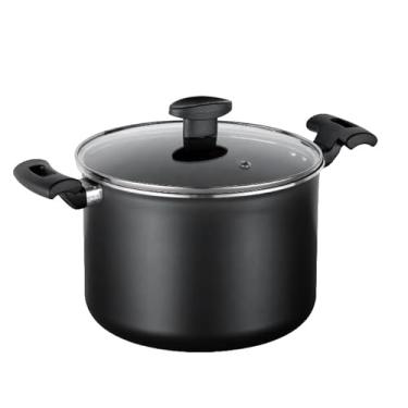 Imagem de Caldeirão Panela Grande Antiaderente Com Tampa De Vidro 20 cm Ideal Sopa Cuscuz Duas Alças(Grafite)