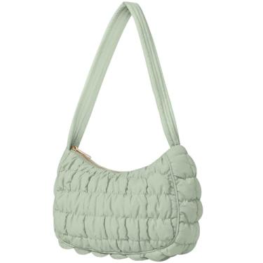 Imagem de WOVTATOO Bolsa de ombro acolchoada pequena para mulheres Hobo Everyday Clutch, Verde claro, Small