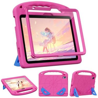 Imagem de LKOOZO Capa infantil para iPad (A16) 11ª geração 11 polegadas 2025 / iPad 10ª geração 11 polegadas 2022, capa à prova de choque com protetor de tela e suporte integrados, rosa
