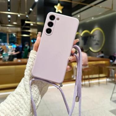 Imagem de Capa traseira de silicone macio TPU com cordão transversal, cor doce, para Samsung Galaxy S25, S24, S23, S22, S21, S20 Fe Plus, Note 20 Ultra (para Samsung S24Ultra/roxo)