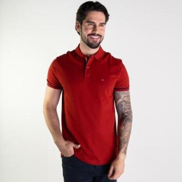 Imagem de Camisa Polo Tommy Hilfiger Placket Detail Regular Fit Vermelho-Masculino