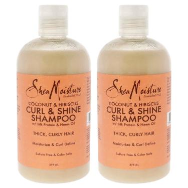 Imagem de Shampoo Shea Moisture Coconut & Hibiscus Curl & Shine, pacote com 2 unidades