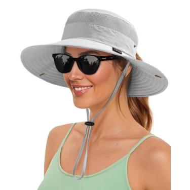 Imagem de Chapéu FURTALK de aba larga, proteção UV com orifício de rabo de caval
