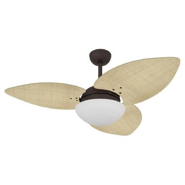 Imagem de Ventilador de Teto Dormamu Marrom Texturizado 3 Pás Palmae Natural 127V com Controle