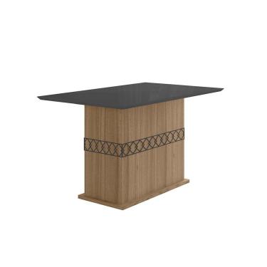 Imagem de Mesa de Jantar 4 Lugares Tampo com Vidro Lagos Carvalho Grafite