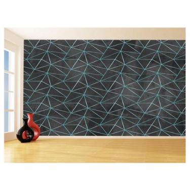 Imagem de Papel De Parede Concreto Linhas Azul Turquesa 3,5M Kkt318 - Você Decor