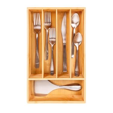 Imagem de BergHOFF CooknCo Organizador de talheres com 5 compartimentos, 34 cm x 21,5 cm, natural