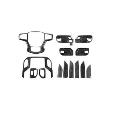 Imagem de DSWSQ Kit de acabamento de decoração de interiores de madeira preta, 14 peças, console central, kit de sobreposição de tampa de saída de ar para Chevy Silverado 2019-2021
