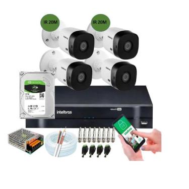 Imagem de Kit Intelbras 4 Cam 1120b Dvr 04ch Full hd C/Hd 1 Tb