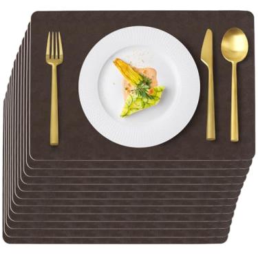 Imagem de Uolr Jogo americano de vinil, conjunto de 12 tapetes de mesa antiderrapantes de couro s...