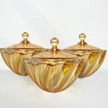 Imagem de BOMBONIERE POTICHE DE VIDRO 1,17L ÂMBAR DESIGNER EM ASPIRAL POTE PARA DOCES E MESA POSTA(3)