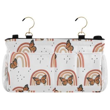 Imagem de Burbuja Organizador de armazenamento suspenso de borboletas arco-íris com 2 alças e ganchos para casa, faculdade, dormitório, beliche, cama de hospital e berço