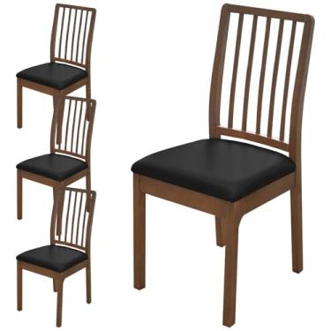 Imagem de 4 peças de capas de assento de cadeira de jantar de couro sintético, impermeável, para restaurante, sala de estar, escritório, café, (preto)