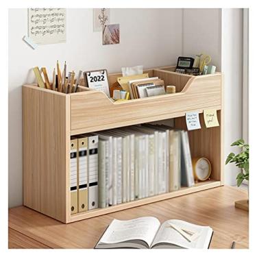 Imagem de Armário de arquivo de madeira organizador de estante de mesa de 2 camadas prateleira de escritório prateleira de armazenamento pequena estante infantil suporte de impressora escritório doméstico (L60