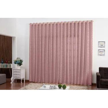 Imagem de Cortina Jacquard  10,00x2,70 Para Trilho Simples - Ludatex, Rosê/Rosa