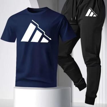 Imagem de Kit Conjunto Camisa Calça Moletom Camiseta Casual Masculino Urbano Ten