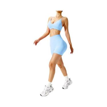 Imagem de Conjunto De Leggings E Top Esportivo Sem Costura Para Mulheres, Roupa 