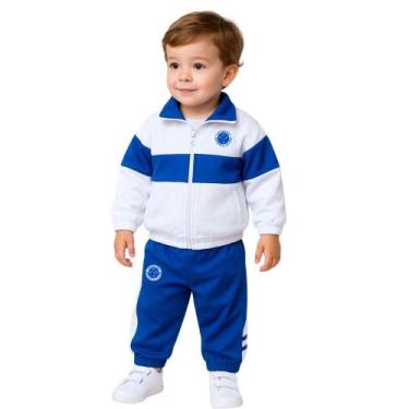 Imagem de Conjunto Agasalho Infantil Cruzeiro Microfibra Oficial, Tam 1, Branco,