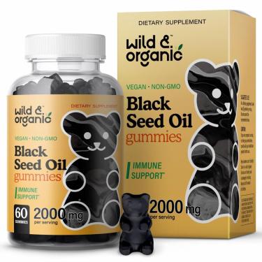 Imagem de Gomas de óleo de semente preta Wild & Organic 2000 mg 60 ct-Unissex