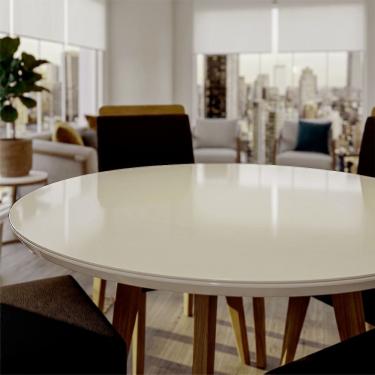 Imagem de Tampo de Mesa Turmalina Oblongo com Vidro 108cm Off White para Sala de Jantar Design Mo...
