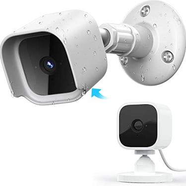 Imagem de Suporte de parede para câmera Blink Mini com capa protetora, à prova de intempéries, proteção de 360 graus, ajustável para uso interno/externo, acessórios de montagem pequenos (1 pacote branco, câmera não incluída)