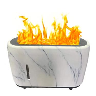 Imagem de Umidificadores de névoa descolada para quarto, difusor de óleo essencial para aromaterapia com luz noturna de chama, umidificador de atomização silencioso para quarto de bebê escritório com ar condicionado (mármore)