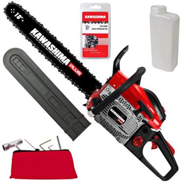 Imagem de Motosserra Potente Kawashima KCS500-P À Gasolina 2 Tempos 49,3cc Com Sabre de 18 Polegadas e Corrente 72 Elos Para Trabalho Pesado