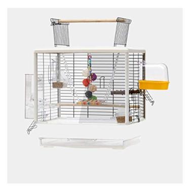 Imagem de KIZQYN Gaiolas de pássaros de tamanho pequeno gaiola de viagem animal de estimação casa gaiola de pássaro aberta superior para periquitos apaixonados 61 cm de altura, gaiola de pássaro ornamental com brinquedos gaiola de voo (cor: b)