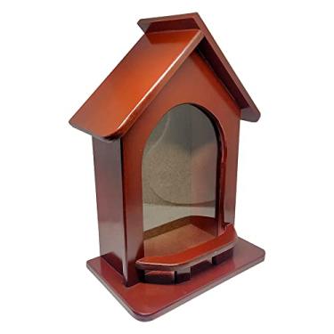 Imagem de Capela Oratório Madeira 26cm para Imagens De Santo Nossa Senhora Até 17cm Com Luz