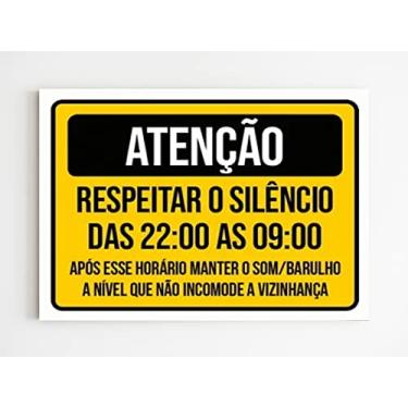 Imagem de Placa de sinalização respeitar o silêncio aviso mdf A4 20X29