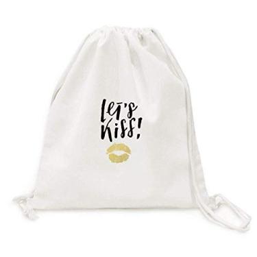 Imagem de Mochila Let'S Kiss com citação de escrita à mão e cordão, bolsa de compras, viagem