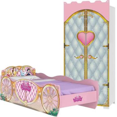 Imagem de Guarda Roupa Infantil Castelo E Cama Princesas Disney Star - Pura Magi