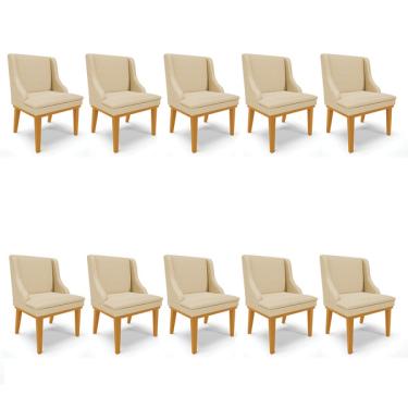 Imagem de Kit 10 Cadeiras De Jantar Liz Veludo Luxo Off White A129 Base