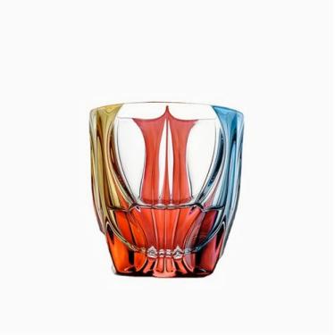 Imagem de Generic Copos de uísque de cristal coloridos, copo de uísque feito à mão com boca larga, copo de uísque antiquado de 241 g para beber vodka de uísque escocês Bourbon, grande