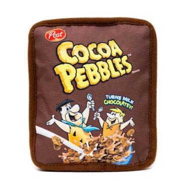 Imagem de The Flintstones Dog Toy, Cocoa Pebbles Fred and Barney Cereal Box Réplica Brown Pet Toy, Pelúcia
