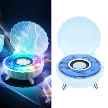 Imagem de Alto-falante Bluetooth, Alto-falante de Som Estéreo Com Luz Noturna Colorida, Formato de Concha Exclusivo Com Efeitos Sonoros de Ondas do Mar, Presentes Exclusivos para Meninas e