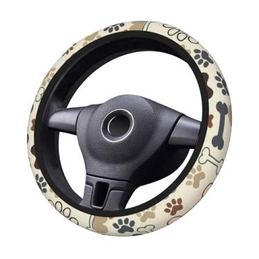 Imagem de Capa de volante de carro com estampa de pata de cachorro - Acessório universal de carro de 38 cm para carros diversos, capa protetora antiderrapante durável para mulheres e homens, ajuste SUV, van,