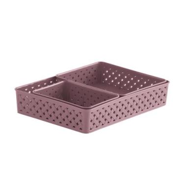 Imagem de Cesto Decorativo Caixa Organizadora Cozinha Casa - Kit Com 3 - Paramou