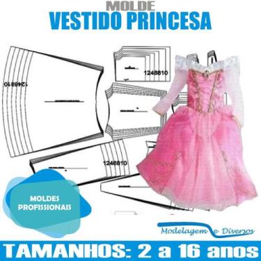 Imagem de Molde De Vestido Princesa, Modelagem&Diversos, Tamanhos 2 A 12 anos