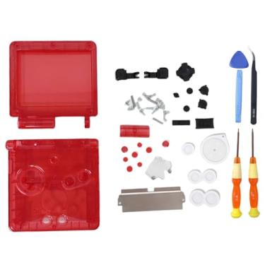 Imagem de Hzxkqmil Replacement Full Shell Housing Case for Game Boy Advance SP GBA SP Console, High Quality Transparent Cover with Buttons Screws Kit + Screwdrivers Repair Parts (Clear Red)
