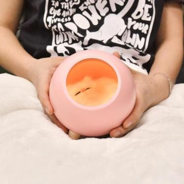 Imagem de Luminária De Mesa Rosa  Abajur Gatinho - Bc Bora Colega Shop