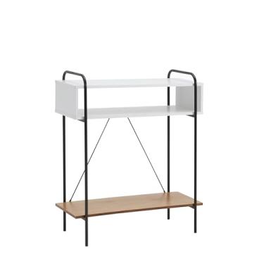 Imagem de Furniture of America Alyia Mesa de console moderna de 91 cm de altura com prateleiras de armazenamento e pernas de armação de metal para sala de estar, entrada, corredor, escritório, corredor, hall de