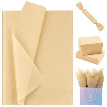 Imagem de AORZIT Papel de seda Kraft a granel – 80 folhas marrons, 35 x 50 cm, embrulho de presente e embalagem para aniversários, casamentos e artesanato DIY