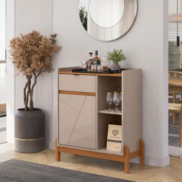 Imagem de Aparador Bar 1 Porta 1 Gavetas com Pés de Madeira Bari Casa D