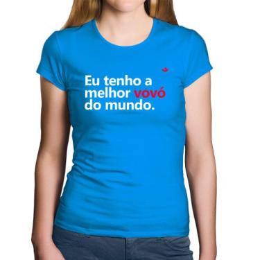 Imagem de Baby Look Algodão Eu tenho a melhor vovó do mundo - Foca na Moda, Azul