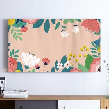 Imagem de Capa protetora de tela de tecido macio à prova de poeira decoração de sala de estar interna capa de TV padrão botânico colorido capa de TV (tamanho: 56 ~ 75 polegadas) - Tipo 02||61 cm