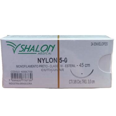 Imagem de Fio de sutura shalon medical nylon 5-0 estéril 45CM cx 24UN