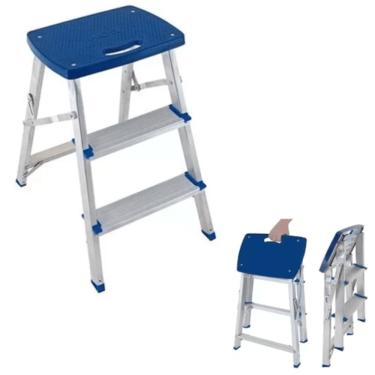 Imagem de Escada 3 Degraus De Alumínio Banqueta Até 120kg Mor