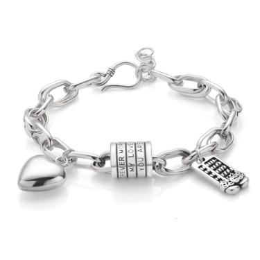 Imagem de Jugalstar Pulseiras de prata para mulheres, pulseira banhada a prata 14K coração e contas de ábaco pingente da sorte pingente ajustável de corrente pulseiras hipoalergênicas feitas à mão joias